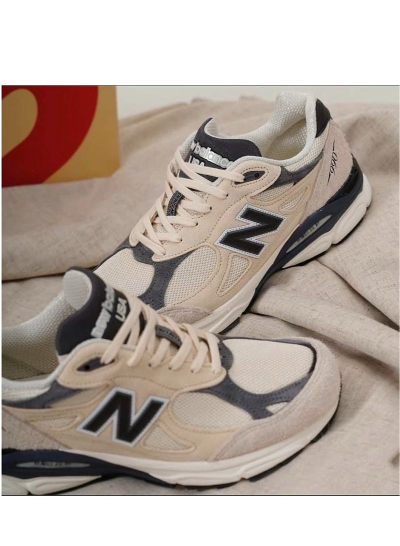 New Balance x Staud 990V3 Retro Sneakers Beige/Black | Unisex Running Athlesiure/Colorblock Sneakers Shoes for Men/ Women/Teens | Lightweight Design with Breathable Mesh | All-Day Comfort Casual Shoes - Image 3