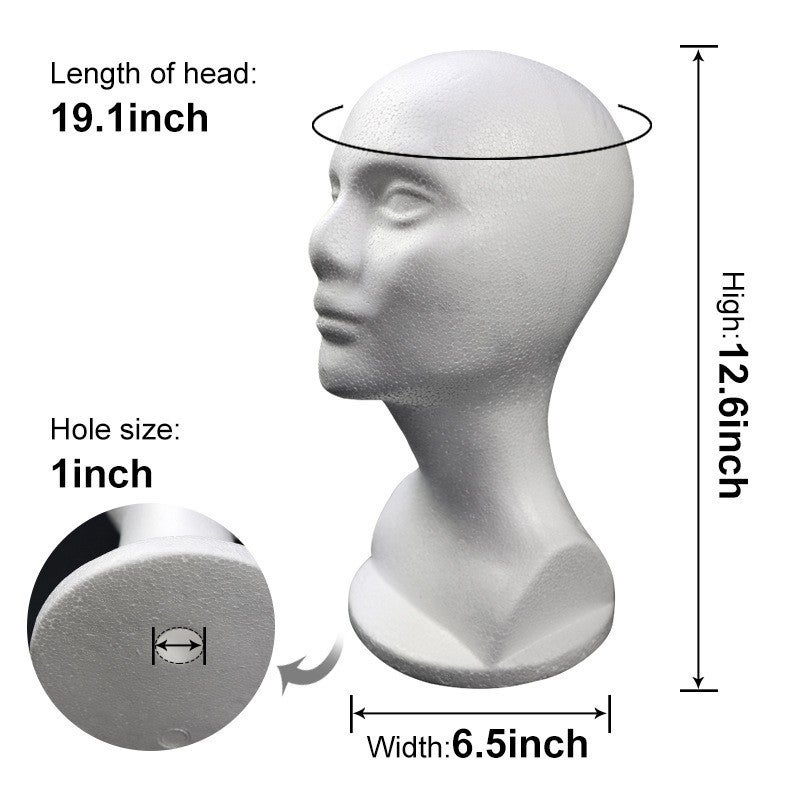 Foam Mannequin Head Hat Wig Stand Glasses Display Headwear Props Flocking Head Model Female Model Accessories - Image 1