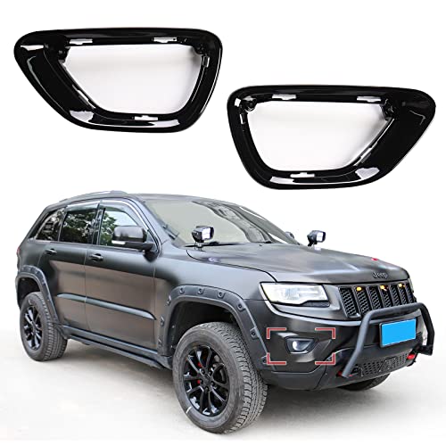 JHO Truck Front Fog Lights Cover Trim Fog Lamp Replace Fit for Jeep Grand Cherokee 2017-2021 Limited、Laredo、Overland(Bright Black) - Image 1