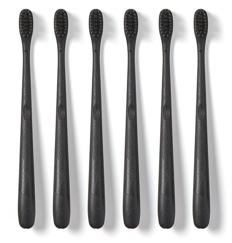 Hello Charcoal Infused Soft Bristle Toothbrush, Black, BPA Free, Vegan, Plant Based Handle, 1 Count (Pack of 6) - Image 2