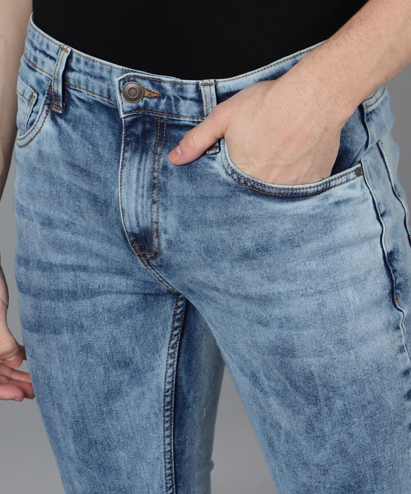 Urbano Fashion  Urbano Fashion Men's Light Blue Skinny Fit Washed Jeans Stretchable  | Best Price UAE