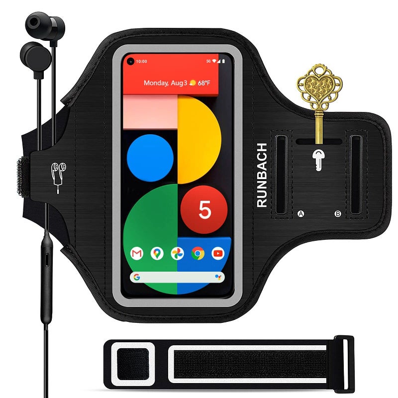 RUNBACH Running Armband for Google Pixel 8/7/6/6 Pro/5a/4XL/3a XL/3 XL,Sweatproof Running Exercise Case with Card Slot for Pixel 8/7/6/6 Pro/5a/4XL/3a XL/3 XL(Black) - Image 1