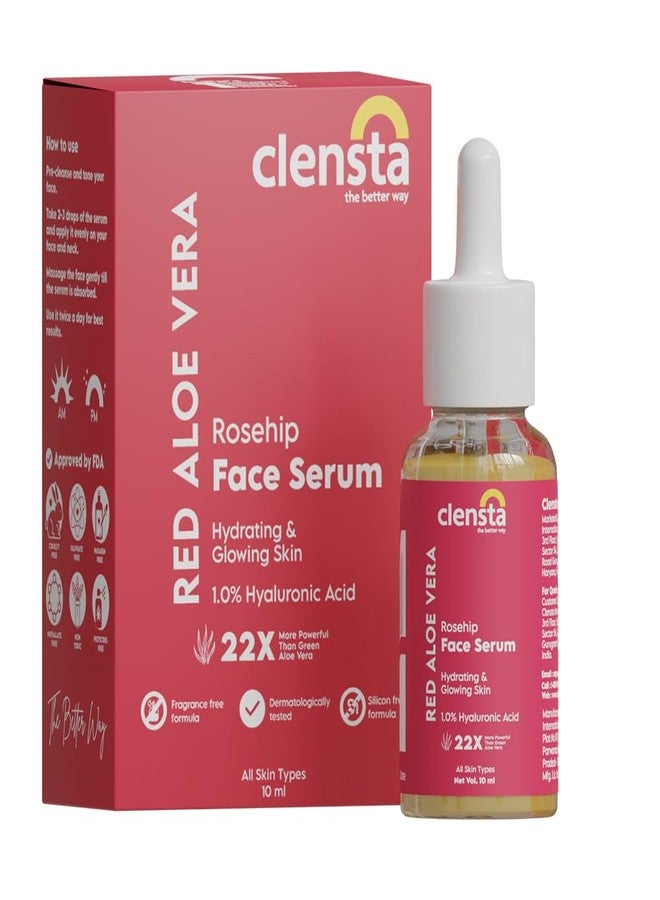 Clensta زيت الصبار الأحمر من كلينستا مع 1% حمض الهيالورونيك سيروم للوجه لترطيب وإشراقة البشرة 10 مل - Image 1