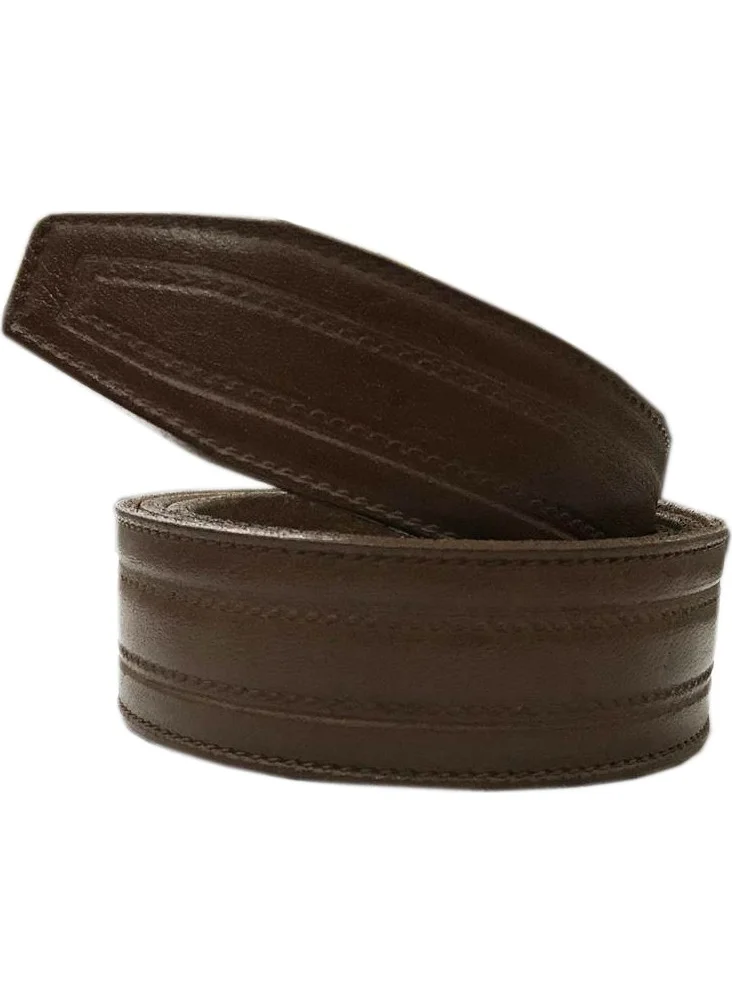 Varetta Brown Stripe Pattern Wide Leather Belt