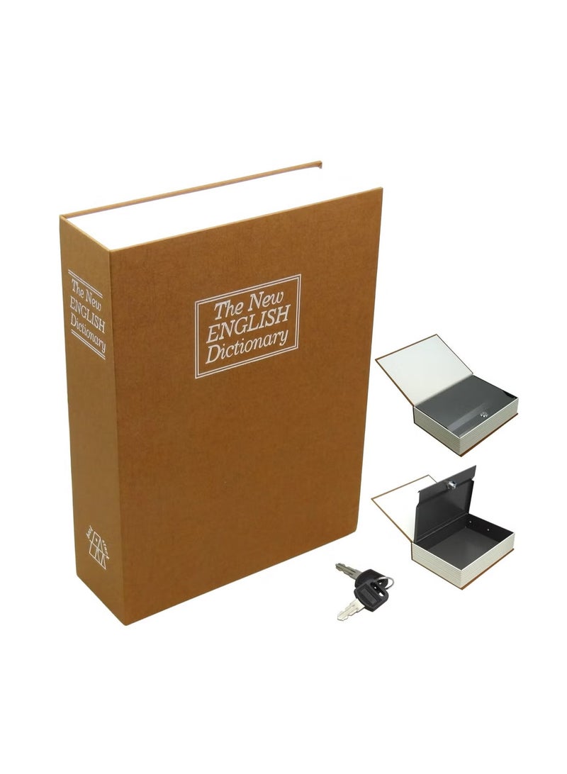 توشيونيكس خزانة كتب قاموسية من الفولاذ للأمن المنزلي مع قفل بمفتاح وصندوق أمان مخفي لحفظ النقود والمجوهرات الصغيرة والأشياء الثمينة وخزانة صغيرة محمولة بتصميم كتاب واقعي وهيكل فولاذي متين وصندوق نقود سري للاستخدام في المنزل والمكتب والسفر - Image 1