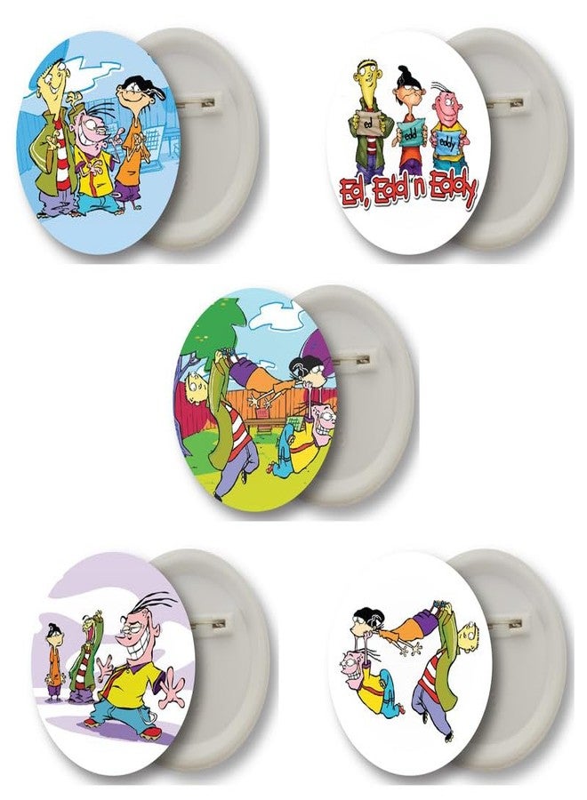 D2C 90's Cartoon Ed EDD n Eddy Badges, Multicolor, 5+ Years, Pack of 5 - Image 1