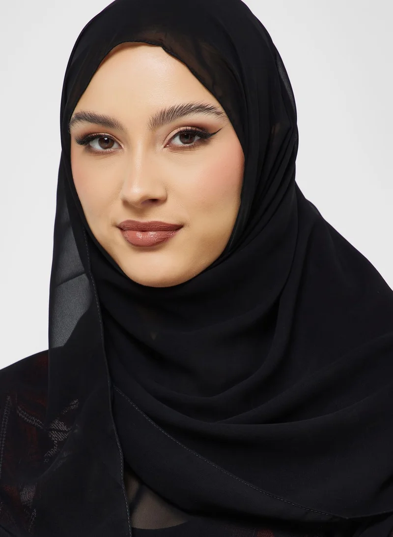 hayas closet Embroidered Wide Sleeve  Abaya