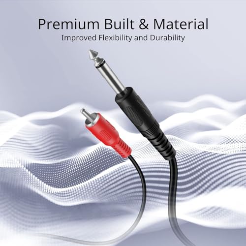 KEBILSHOP Mono Jack 6.3mm Male/P38Mono Plug to Composite Audio 2 RCA Male Cable, 1.5m Audio Cable, Aux for Amplifier, home theater, Music System (Black) - Image 3