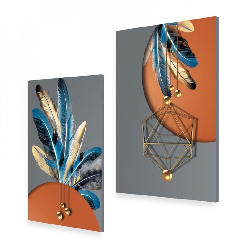 ماركتنا لوحة قماشية ثنائية بتصميم مودرن بمقاس اجمالي 80×60 سم - Image 2