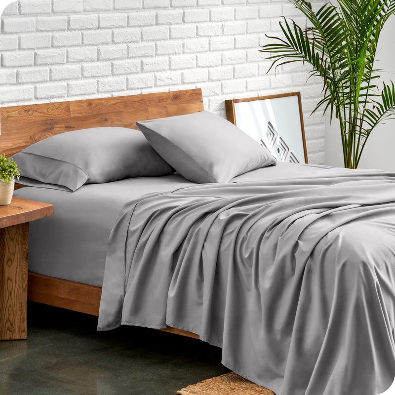 Bare Home King Sheet Set - Luxury 1800 Ultra-Soft Microfiber King Bed Sheets - Double Brushed - Deep Pockets - Easy Fit - 4 Piece Set - Bedding Sheets & Pillowcases (King, Light Grey) - Image 2