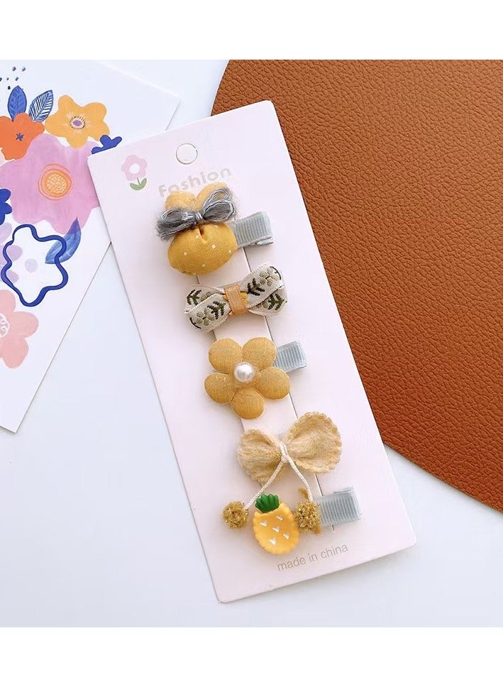 Generic 10 Pieces Lovely Girls Hair Clip Set with Adorable Flower, Fruit, and Bow Shaped Knitted Hair Pin in Sunny Yellow Tones, Made of Soft Fabric and Sturdy Plastic, Ideal for Daily Hair Decoration and Special Events - Image 4