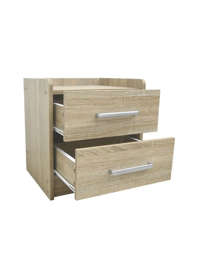 DANUBE HOME Supreme 2 Drawers Nightstand Small Dresser With 2 Drawers Bedside Furniture Night Stand End Table Night Stand For Bedroom Living Room -French Sonoma Oak - Image 4