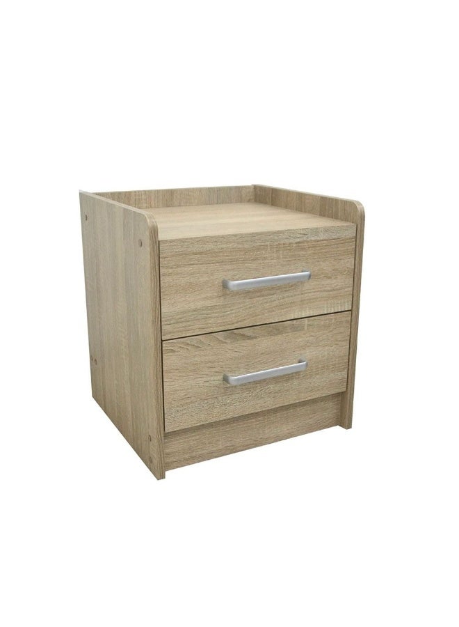 DANUBE HOME Supreme 2 Drawers Nightstand Small Dresser With 2 Drawers Bedside Furniture Night Stand End Table Night Stand For Bedroom Living Room -French Sonoma Oak - Image 3