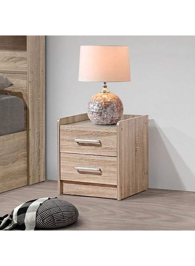 DANUBE HOME Supreme 2 Drawers Nightstand Small Dresser With 2 Drawers Bedside Furniture Night Stand End Table Night Stand For Bedroom Living Room -French Sonoma Oak - Image 5