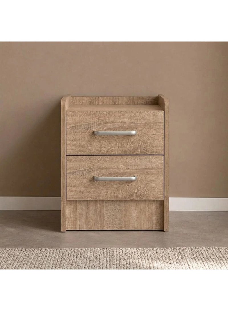 DANUBE HOME Supreme 2 Drawers Nightstand Small Dresser With 2 Drawers Bedside Furniture Night Stand End Table Night Stand For Bedroom Living Room -French Sonoma Oak - Image 1