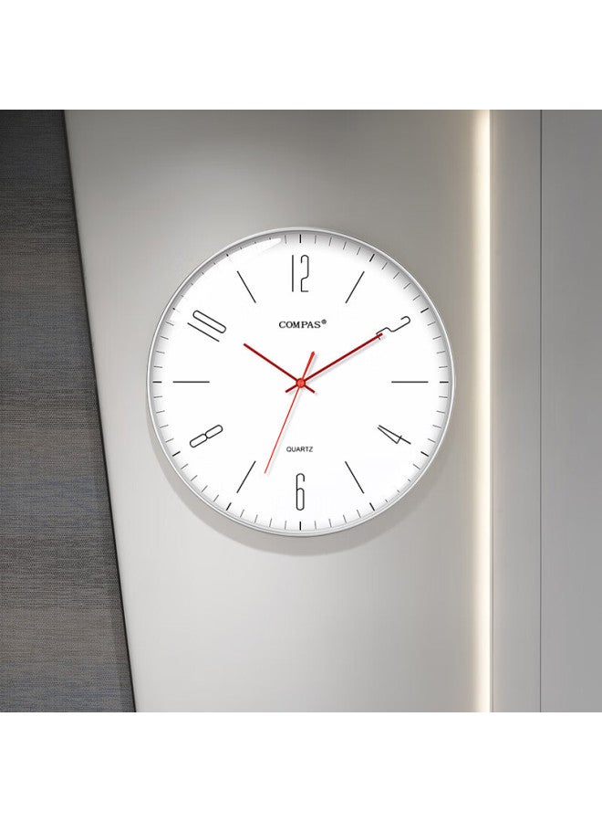 Compas Living Room Simple Living Room Quartz Clock Wall Bedroom Clock Wall Clock C3219c Silver Edge Red Needle - Image 3