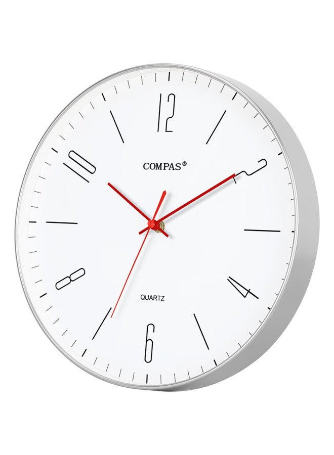 Compas Living Room Simple Living Room Quartz Clock Wall Bedroom Clock Wall Clock C3219c Silver Edge Red Needle - Image 4