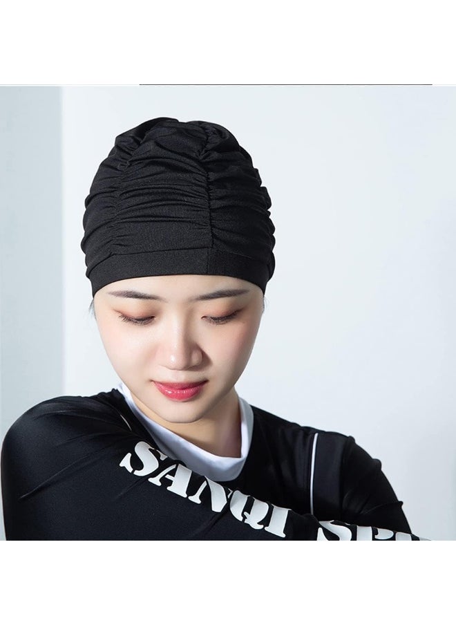 ECVV Swim Caps for Women/men, Pleated High Elastic Swimming Cap for Thick Curly Long Short Hair, Breathable Comfortable Bathing Caps  - Image 5