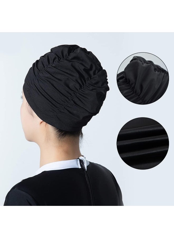 ECVV Swim Caps for Women/men, Pleated High Elastic Swimming Cap for Thick Curly Long Short Hair, Breathable Comfortable Bathing Caps  - Image 3