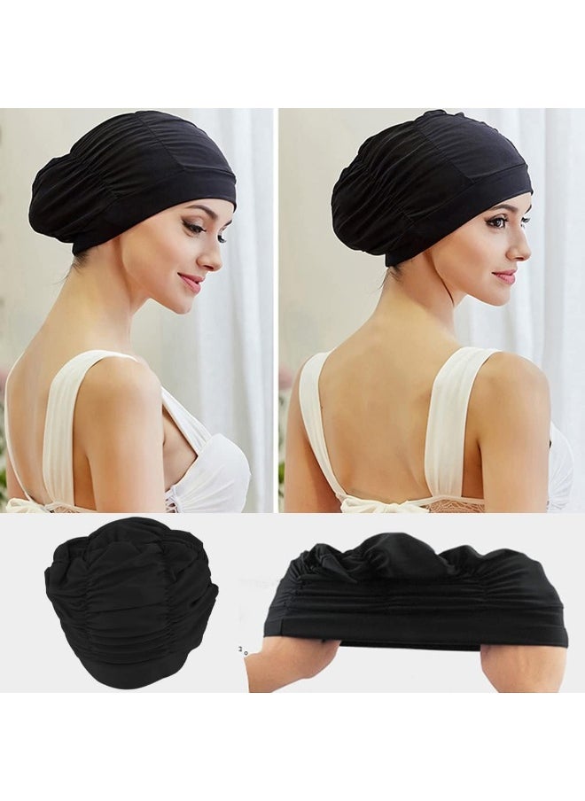 ECVV Swim Caps for Women/men, Pleated High Elastic Swimming Cap for Thick Curly Long Short Hair, Breathable Comfortable Bathing Caps  - Image 4