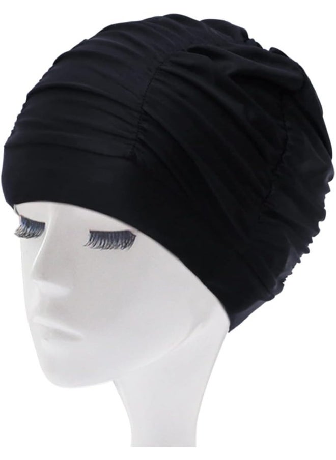 ECVV Swim Caps for Women/men, Pleated High Elastic Swimming Cap for Thick Curly Long Short Hair, Breathable Comfortable Bathing Caps  - Image 1