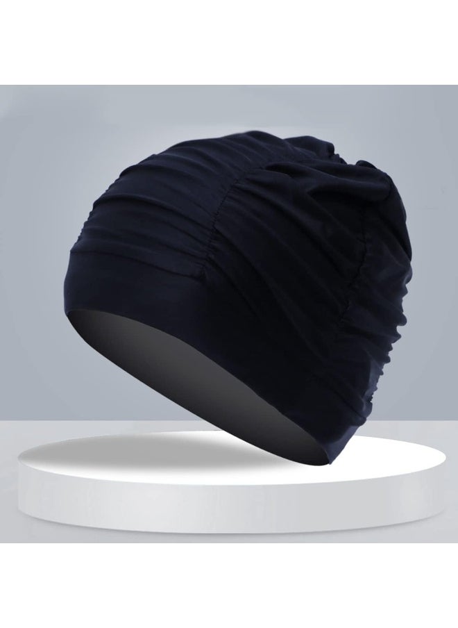 ECVV Swim Caps for Women/men, Pleated High Elastic Swimming Cap for Thick Curly Long Short Hair, Breathable Comfortable Bathing Caps  - Image 2