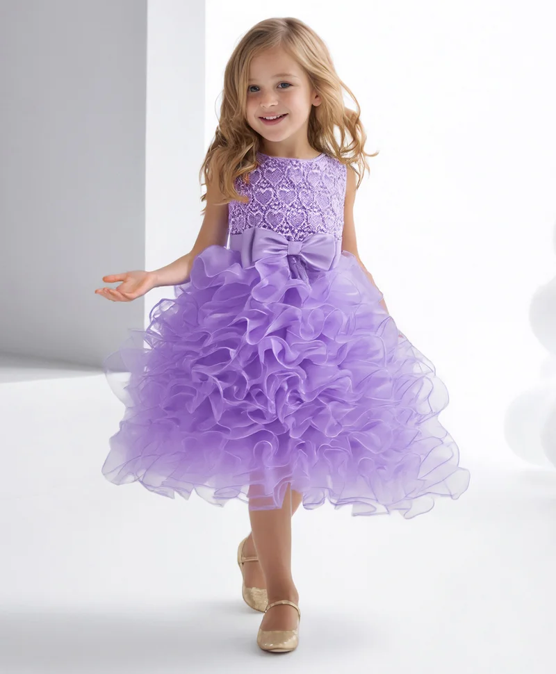 مارك وميا فستان مارك وميا بدون أكمام بياقة مستديرة وتفاصيل قلب مطرز - بنفسجي