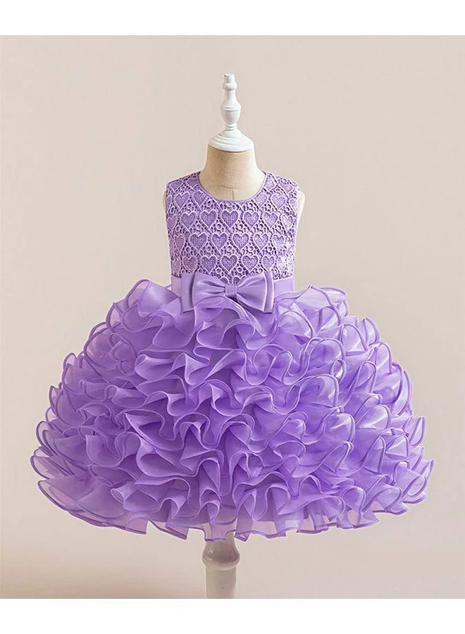 Mark & Mia Mark & Mia Embroidered Heart Detailed Round Neck Sleeveless Frock - Purple