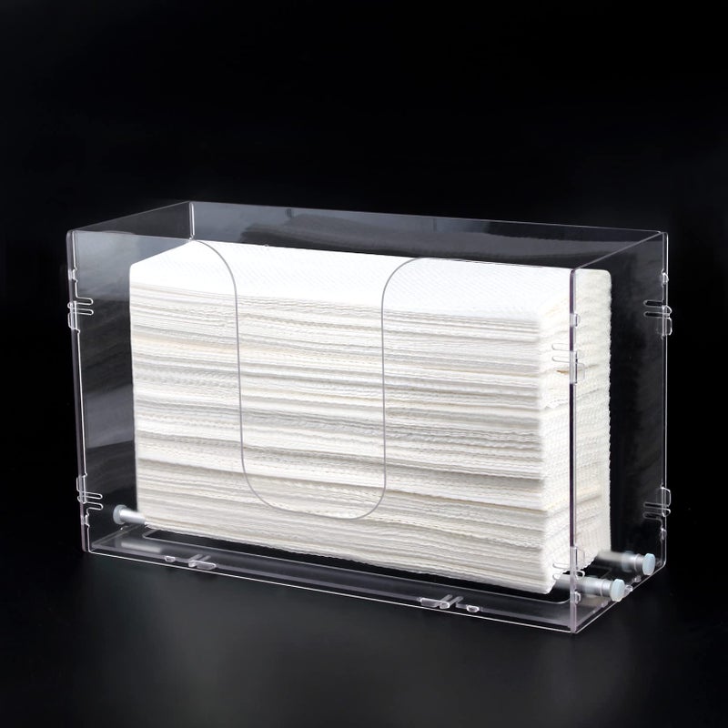Evron Paper Towel Dispenser Countertop  Wall Mount Clear OneHand Pull C Fold Z Fold Trifold and Multifold Paper Towel Holder Simple Snapon Assemble Before Use