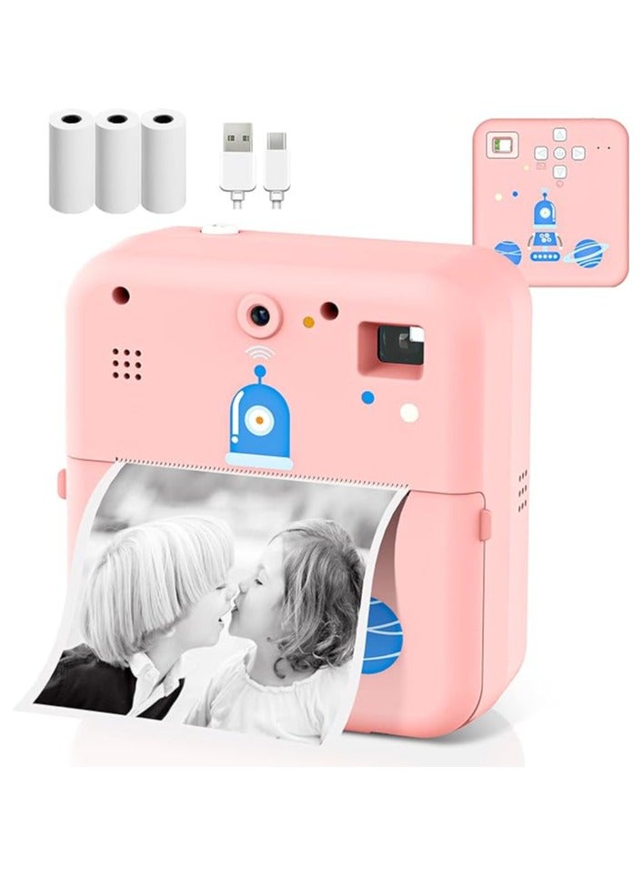 ارواق طابعة ملصقات حرارية لاسلكية لصور الجيب، كاميرا طباعة فورية 1080 بكسل متوافقة مع بطارية الهاتف الذكي iOS Android مع 3 لفات من الورق - Image 1