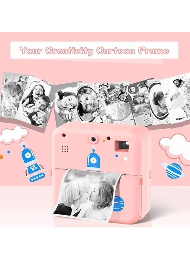 ارواق طابعة ملصقات حرارية لاسلكية لصور الجيب، كاميرا طباعة فورية 1080 بكسل متوافقة مع بطارية الهاتف الذكي iOS Android مع 3 لفات من الورق - Image 2