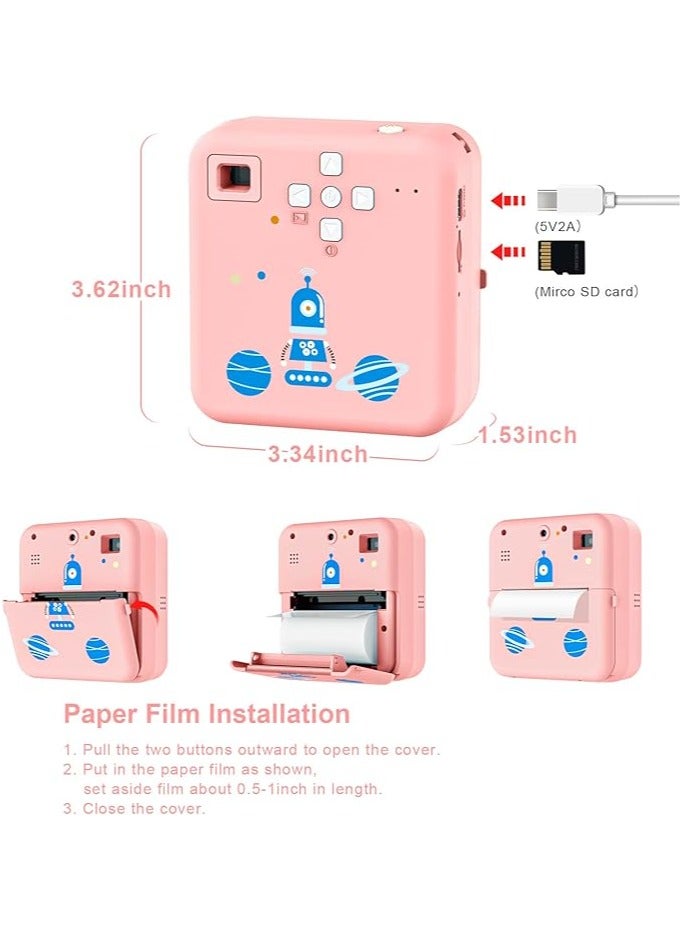 ارواق طابعة ملصقات حرارية لاسلكية لصور الجيب، كاميرا طباعة فورية 1080 بكسل متوافقة مع بطارية الهاتف الذكي iOS Android مع 3 لفات من الورق - Image 5