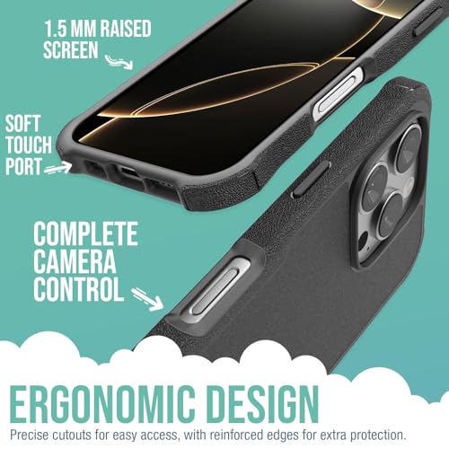 Smartish® iPhone 16 Pro Protective Magnetic Case - Gripzilla Compatible with MagSafe [Rugged + Tough] Heavy Duty Armor Slim Cover w/Drop Tested Protection for Apple iPhone 16 Pro - Black Tie Affair - Image 3