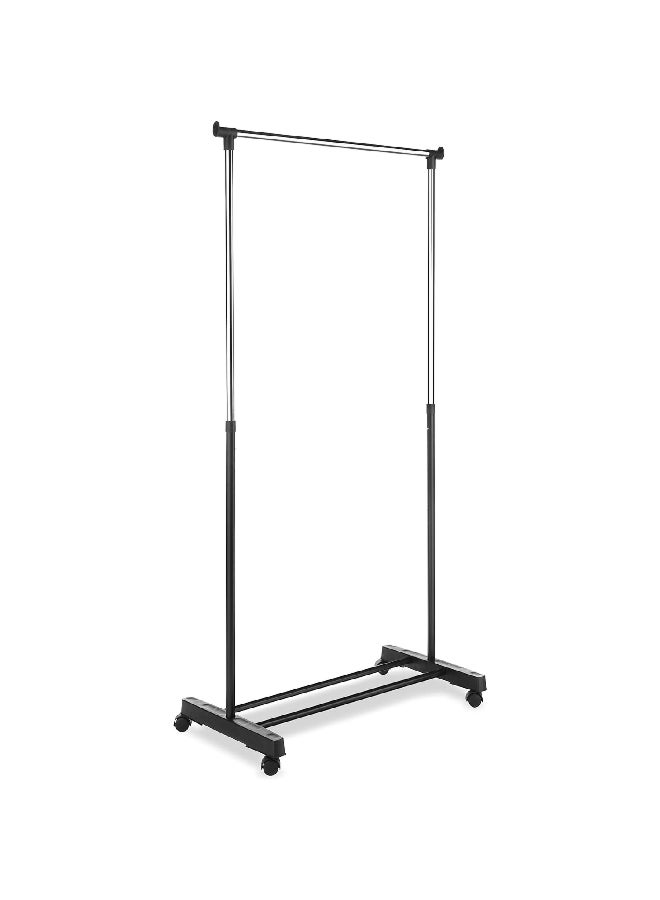 Whitmor Adjustable Garment Rack with Wheels Black and Chrome 167.64 x 83.82 x 46.36 cm 6021-3079 - Image 1