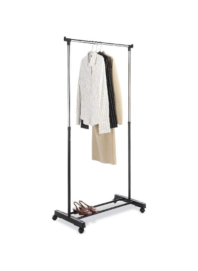 Whitmor Adjustable Garment Rack with Wheels Black and Chrome 167.64 x 83.82 x 46.36 cm 6021-3079 - Image 3