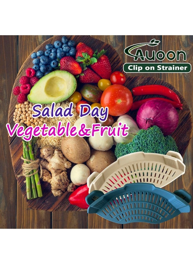 أون مصفاة سيليكون بمشبك من AUOON لجميع الأواني والمقالي، مصفاة معكرونة بمشبك مصفاة طعام للحوم والخضراوات والفواكه مصفاة مطبخ سيليكون (أزرق ضبابي) - Image 5