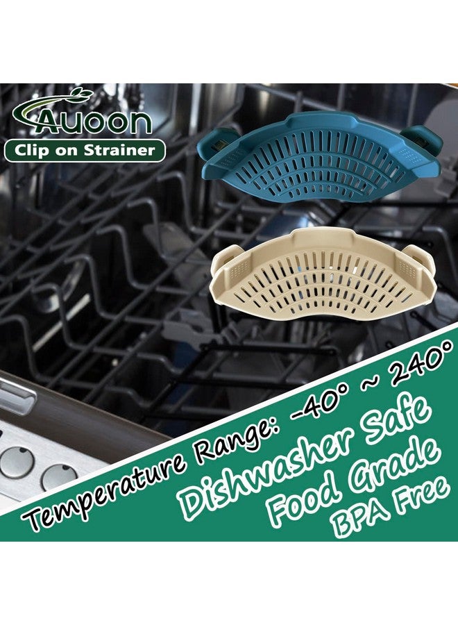 أون مصفاة سيليكون بمشبك من AUOON لجميع الأواني والمقالي، مصفاة معكرونة بمشبك مصفاة طعام للحوم والخضراوات والفواكه مصفاة مطبخ سيليكون (أزرق ضبابي) - Image 2