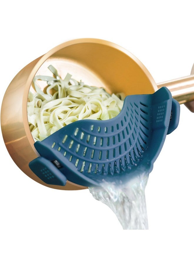 أون مصفاة سيليكون بمشبك من AUOON لجميع الأواني والمقالي، مصفاة معكرونة بمشبك مصفاة طعام للحوم والخضراوات والفواكه مصفاة مطبخ سيليكون (أزرق ضبابي) - Image 1