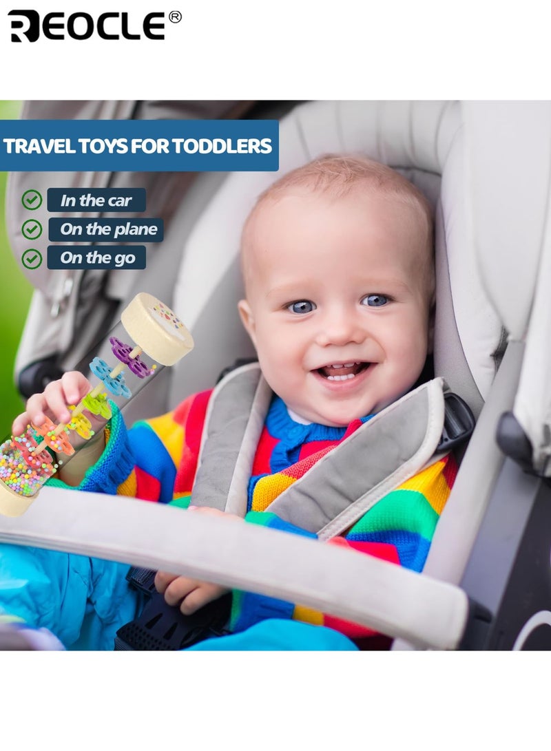 ريوكل لعبة عصا المطر الحسية للأطفال بتصميم صانع المطر الخشبي وخشخيشة الأطفال المميزة بمونتيسوري مع صوت موسيقي لتنمية السمع لدى الرضع - Image 5