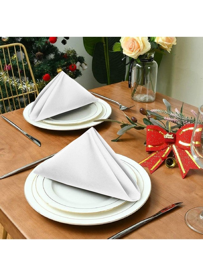 Ruvanti Cloth Napkins set of 12, 18x18 Inches Napkins Cloth Washable, Soft, Durable, Absorbent, Cotton Blend. Table Dinner Napkins Cloth for Hotel, Lunch, Restaurant, Weddings, Events, Parties - White - Image 3