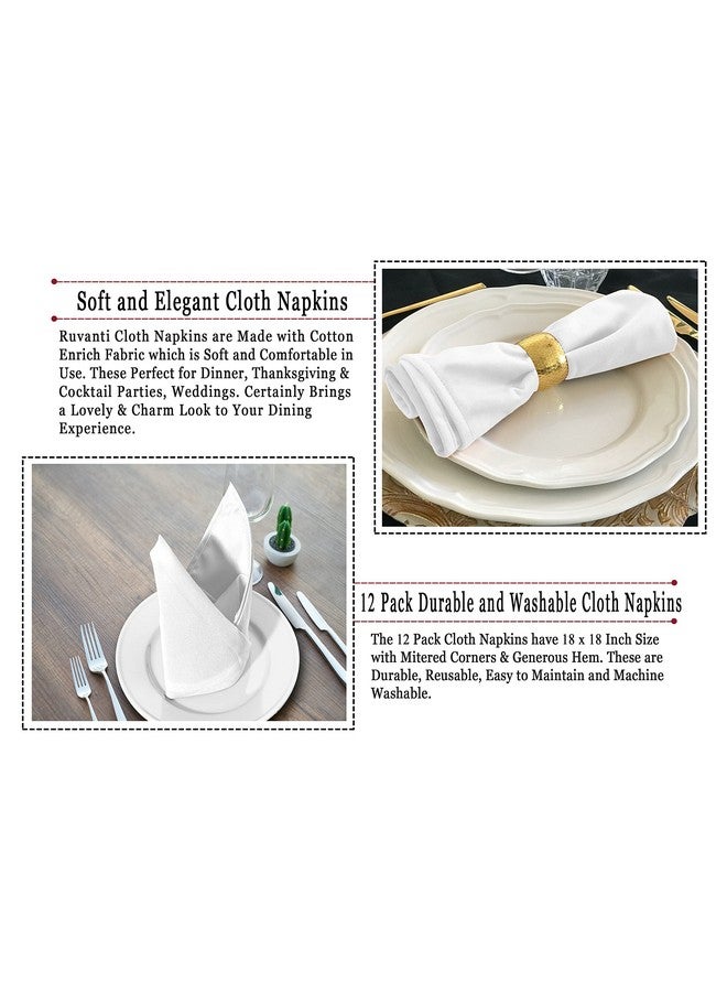 Ruvanti Cloth Napkins set of 12, 18x18 Inches Napkins Cloth Washable, Soft, Durable, Absorbent, Cotton Blend. Table Dinner Napkins Cloth for Hotel, Lunch, Restaurant, Weddings, Events, Parties - White - Image 5