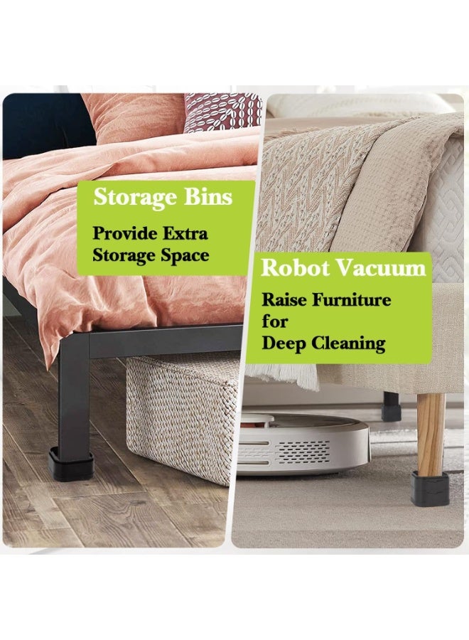 موثوقية التنبؤ 4 قطع من دعامات أقدام السرير، واقيات أرضية الأريكة، رافعات الأثاث القابلة للتعديل، رفع السرير، أرجل الأثاث، رافعات الأريكة، قاعدة بلاستيكية غير قابلة للانزلاق (أسود) - Image 5