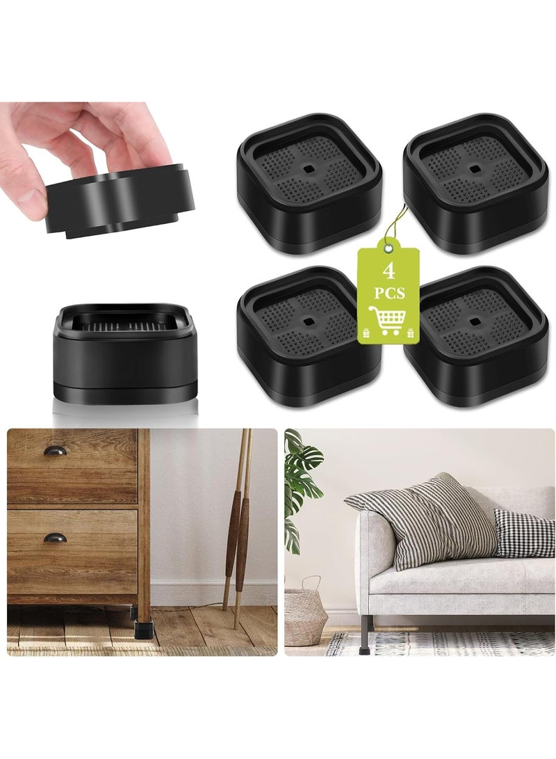 موثوقية التنبؤ 4 قطع من دعامات أقدام السرير، واقيات أرضية الأريكة، رافعات الأثاث القابلة للتعديل، رفع السرير، أرجل الأثاث، رافعات الأريكة، قاعدة بلاستيكية غير قابلة للانزلاق (أسود) - Image 1