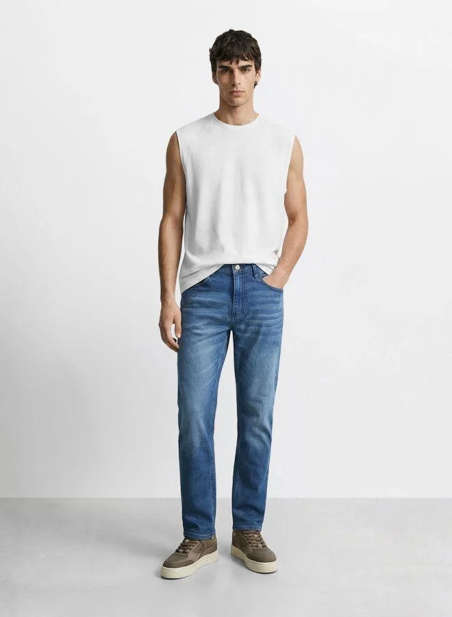 The Indian Garage Co  Men Slim Straight Fit Solid Jeans for Men | Best Price UAE
