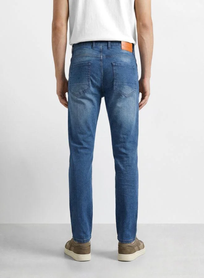 The Indian Garage Co  Men Slim Straight Fit Solid Jeans for Men | Best Price UAE