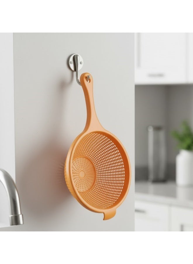 فافيلا مصفاة مطبخ بلاستيك بمقبض – مثالية لتصفية وغسل المكرونة والخضار والفواكه- لون برتقالي - Image 2