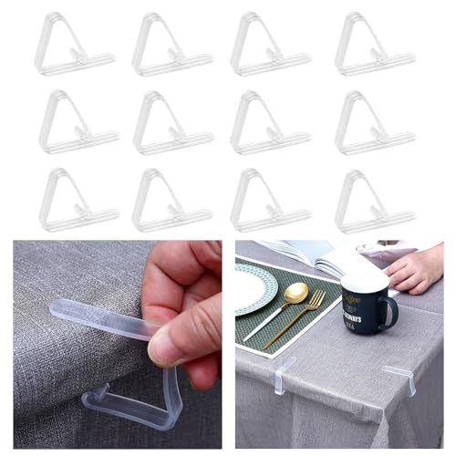 Fapiwen 12pcs Table Cloth Clips, Transparent Plastic Windproof Table Cover Holder Clamp, Tablecloth Clips for Outdoor Tables, Clear Table Clip Ideal for Home Picnic Party Restaurant - Image 1