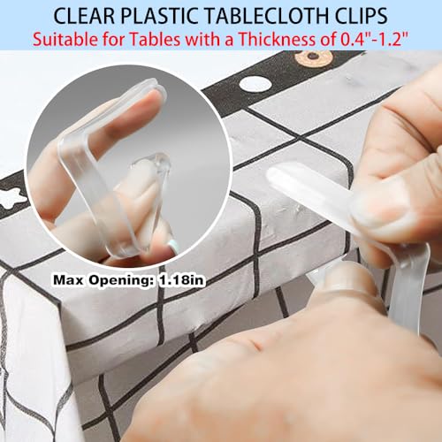 Fapiwen 12pcs Table Cloth Clips, Transparent Plastic Windproof Table Cover Holder Clamp, Tablecloth Clips for Outdoor Tables, Clear Table Clip Ideal for Home Picnic Party Restaurant - Image 4