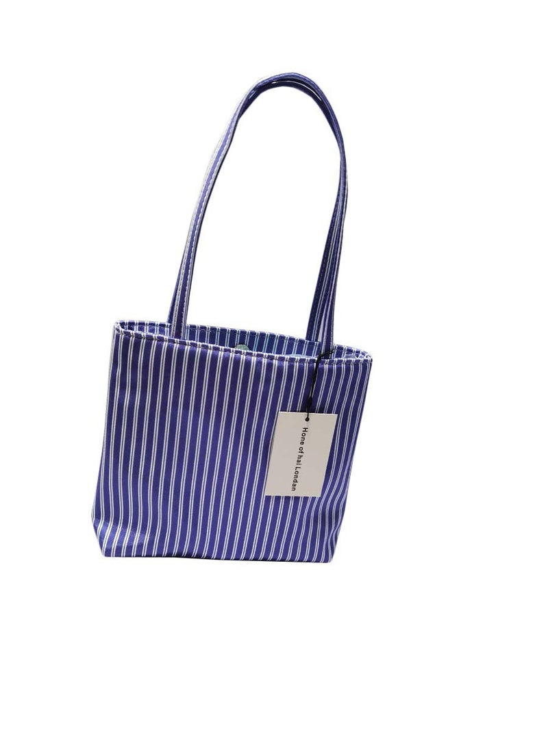 Bag Women'S Korean Style Large Capacity Commuter Retro Underarm Bag Striped Square Bag Casual Shoulder Tote Bag - Image 5