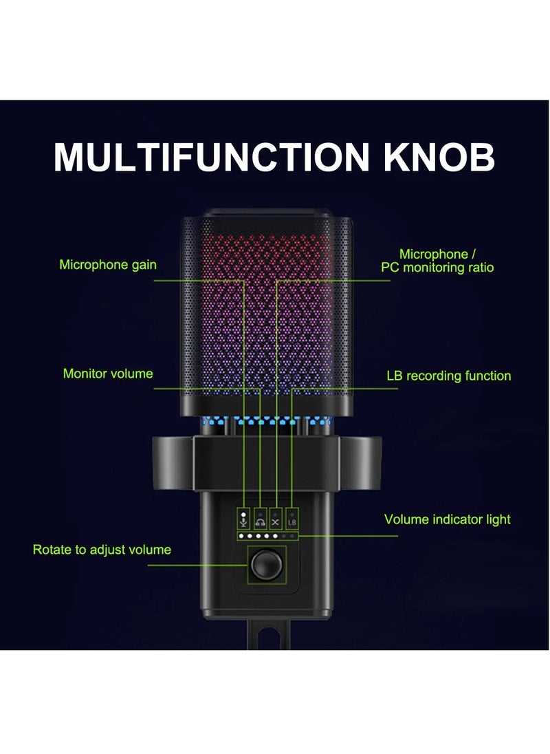 FlashHawk Professional Condenser Microphone with Pop Filter, Noise Reduction USB Dynamic Gaming Microphone with Mute Button for Studio Singing Podcasts Live Broadcast  - Image 4